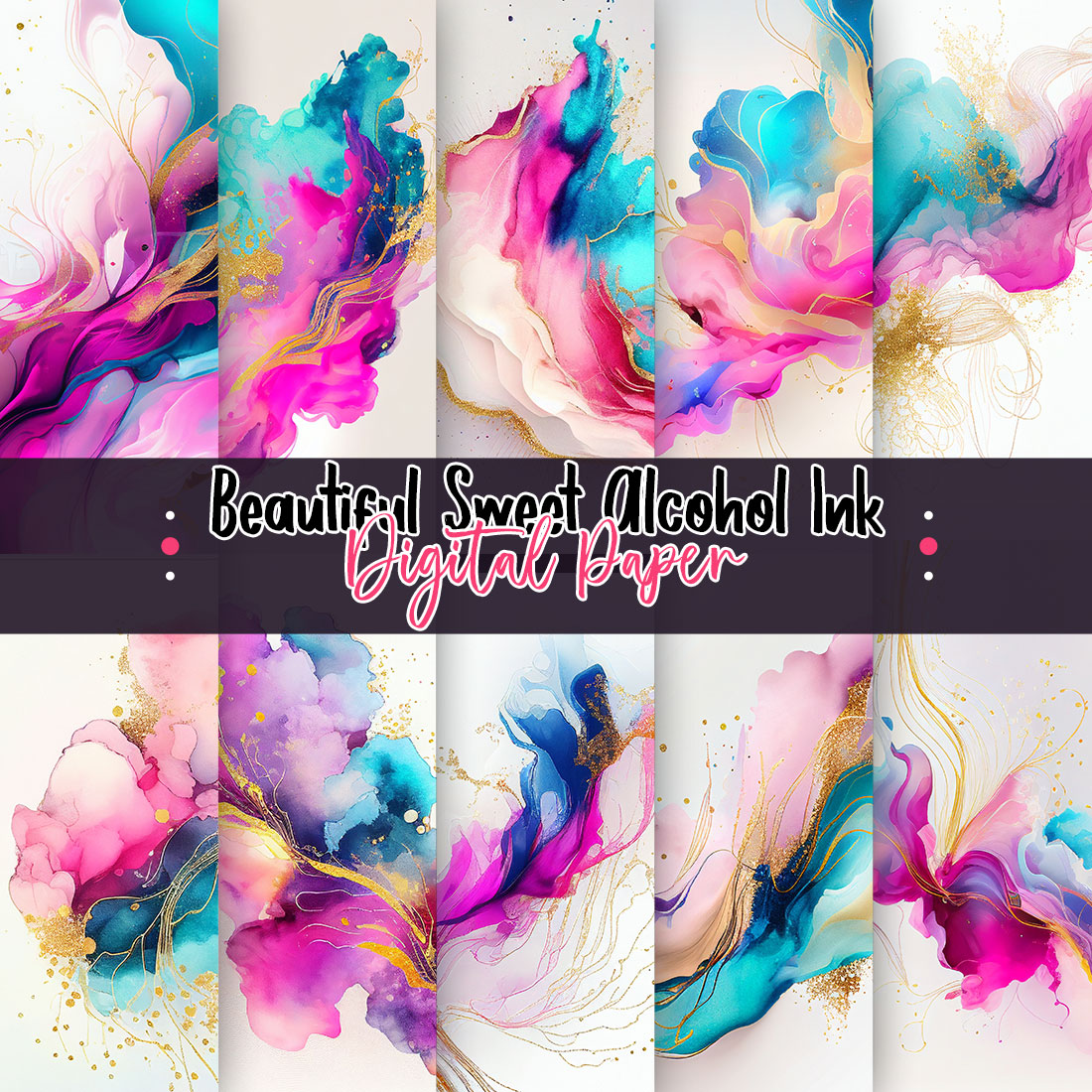 Sweet Alcohol Ink Digital Paper cover image.