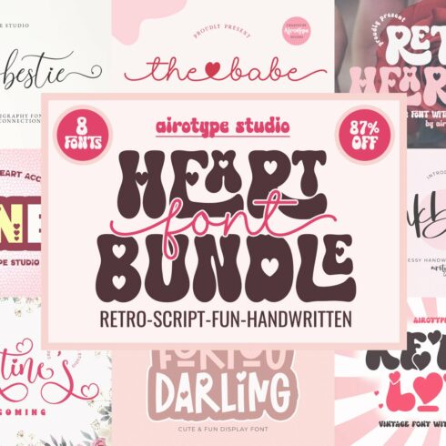 Heart Font Bundle | 8 Love Fontscover image.