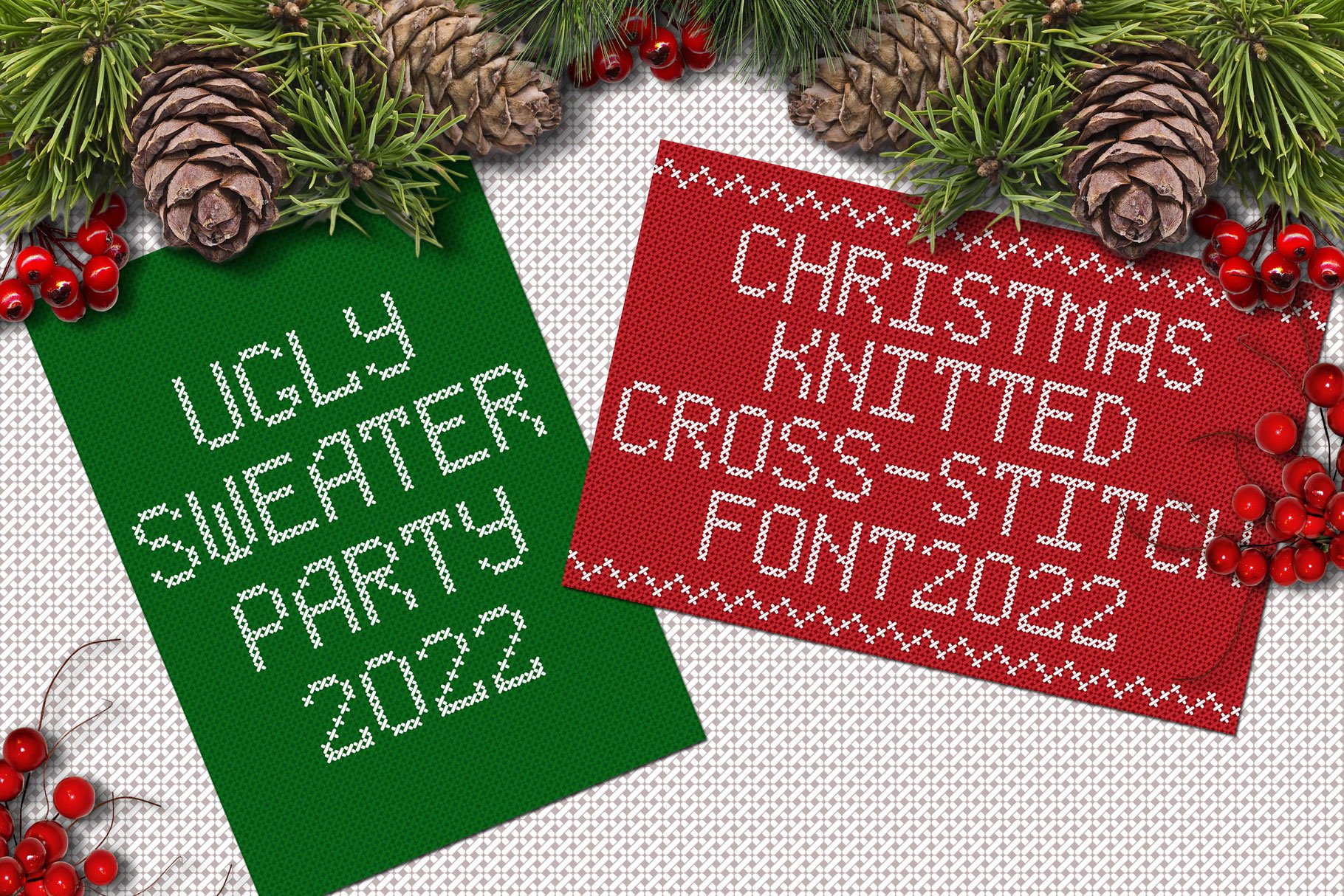 Christmas Knitted Cross-Stitch Font preview image.