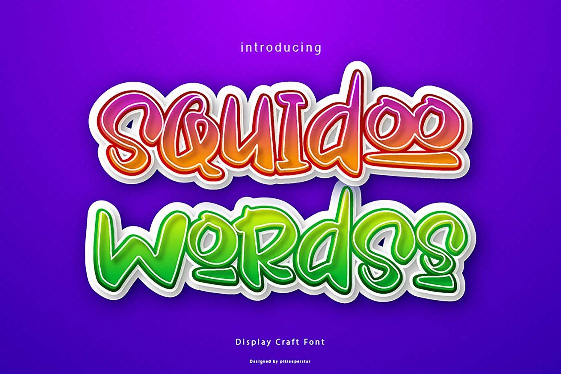 Squidoo Wordss - Display Craft Font cover image.