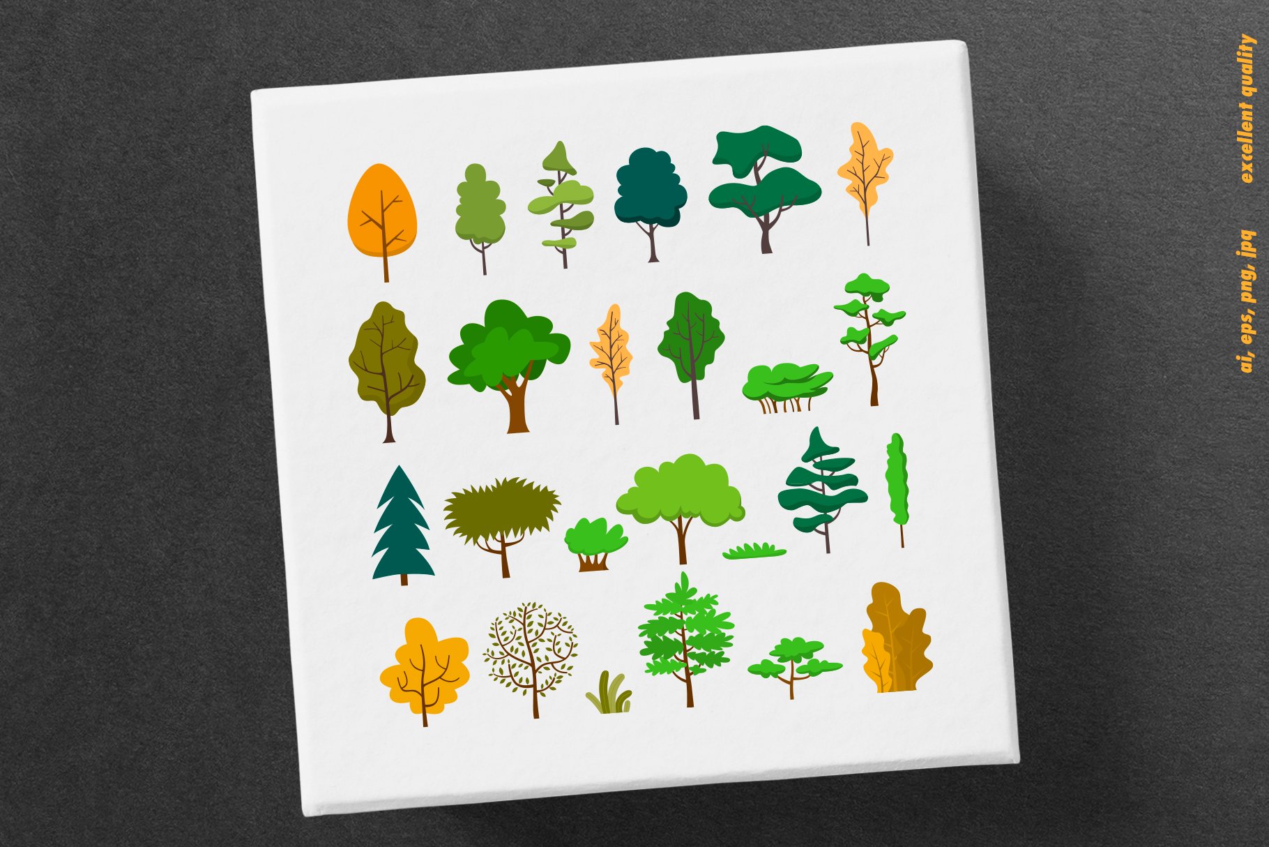 Card with a variety of trees on it.