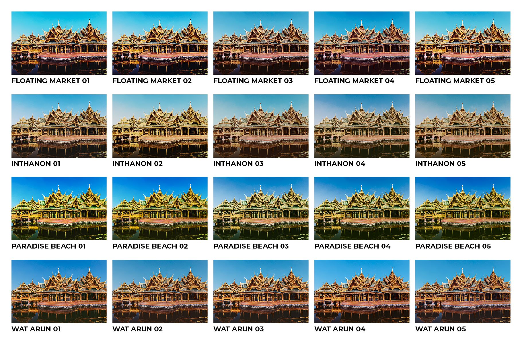 20 Thailand Lightroom Presets LUTspreview image.