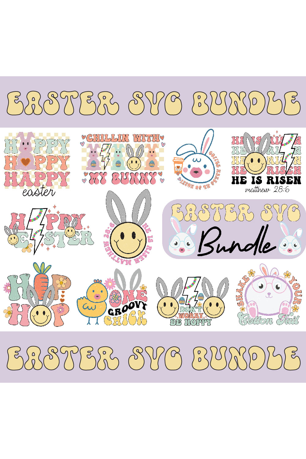 Easter SVG Bundle pinterest preview image.