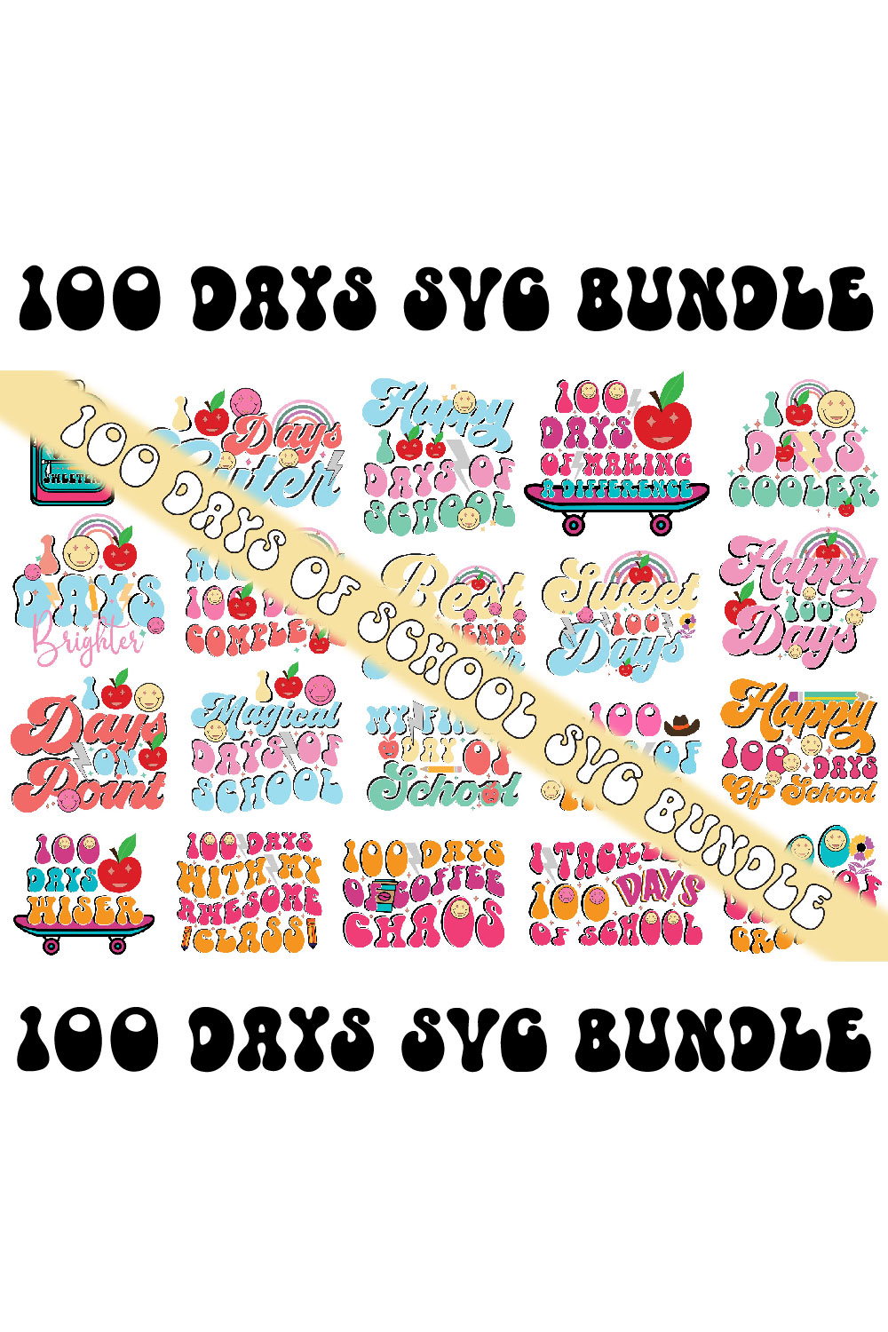 100 Days of School SVG Bundle pinterest preview image.