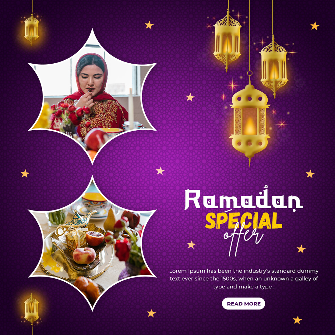 3 Beautiful Ramadan Kareem sale festival religious social media promotion banners- only $3 preview image.