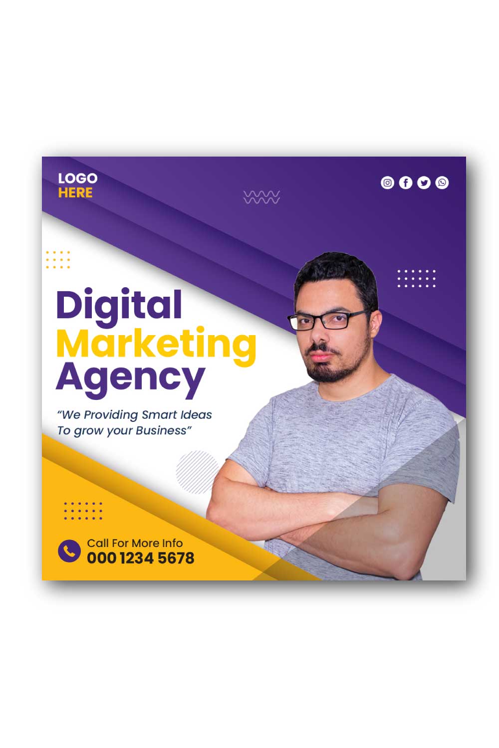 Digital Marketing agency Social Media Instagram Post Template pinterest preview image.