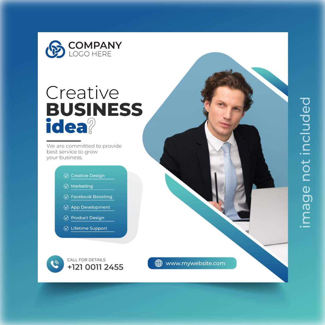 Digital marketing agency and corporate social media post template preview image.