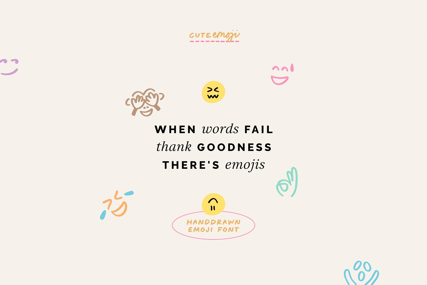 CuteEmoji hand drawn emojis font preview image.