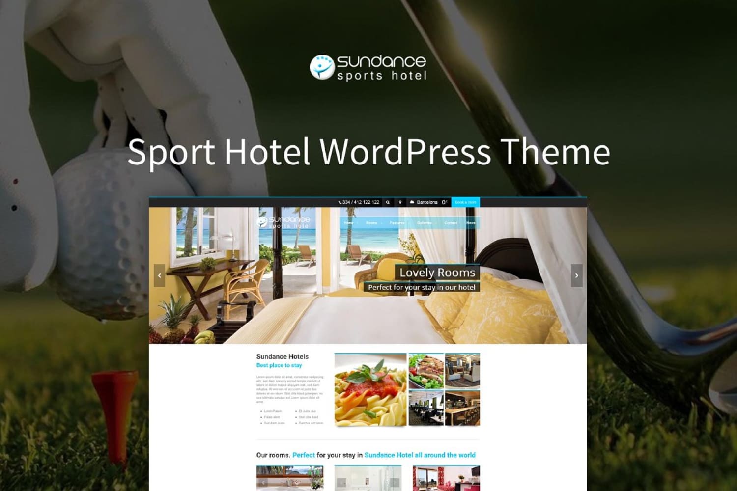 Hotel website homepage with slider and photo collage.