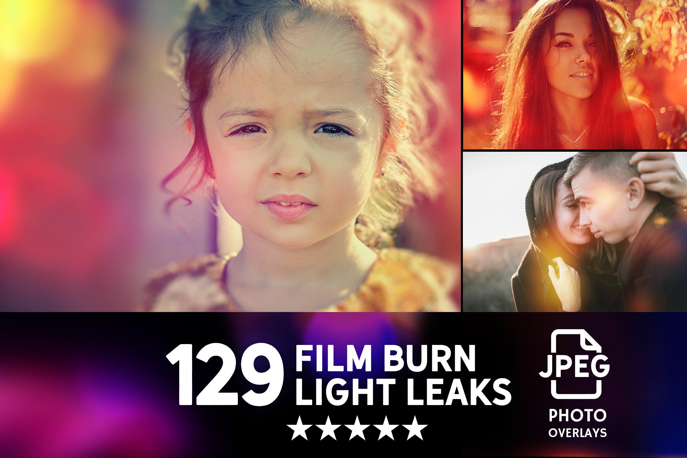 024. 129 film burn light leaks photo overlays 33