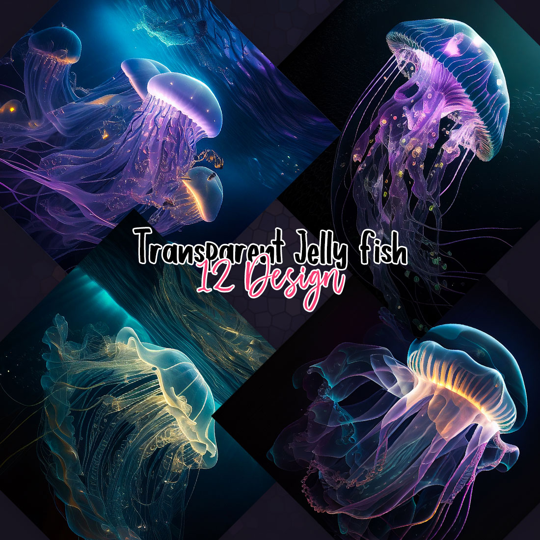 Transparent Jelly Fish Wallpaper Set preview image.