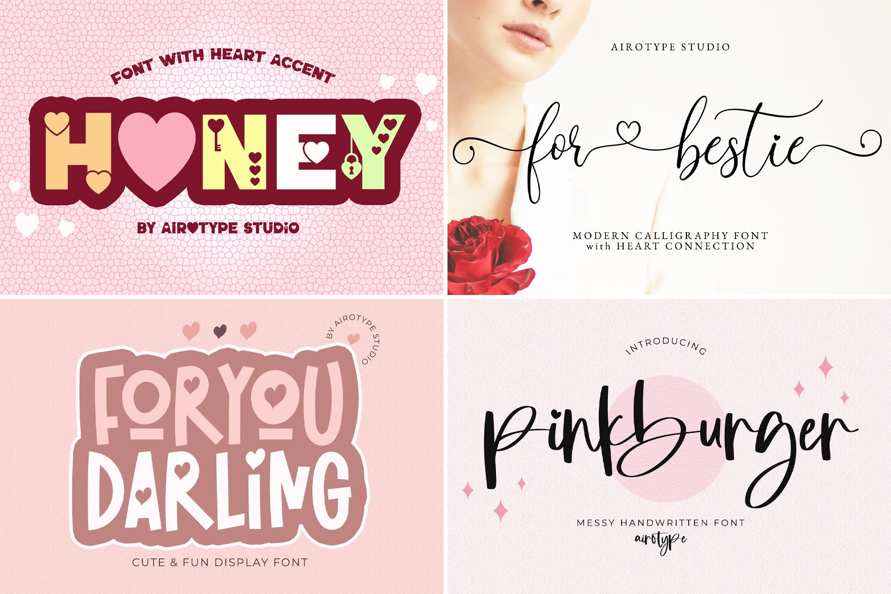 Heart Font Bundle | 8 Love Fontspreview image.