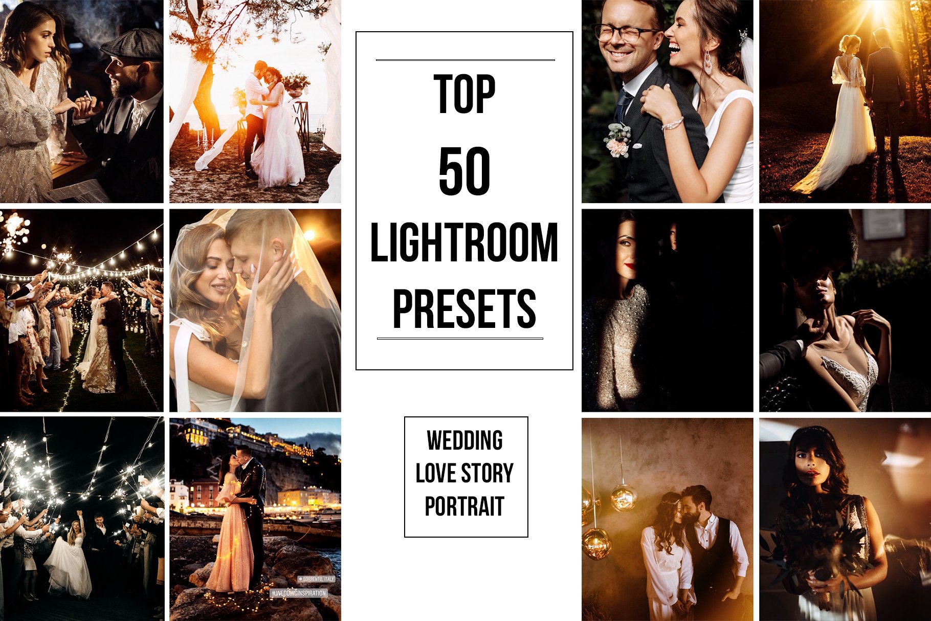 Top 50 Lightroom Wedding Presetscover image.