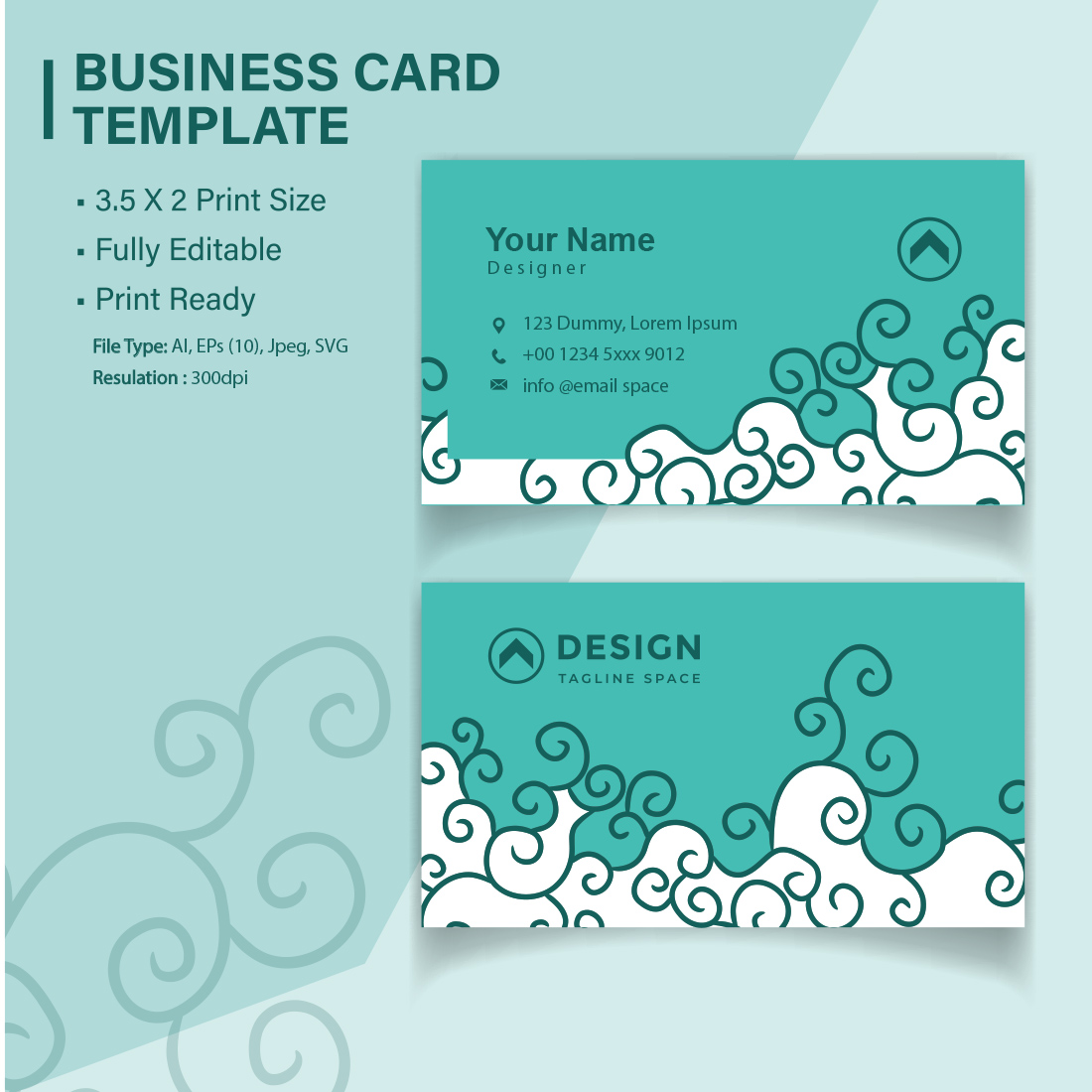 Vector hand drawn abstract shapes modern business cards preview image.