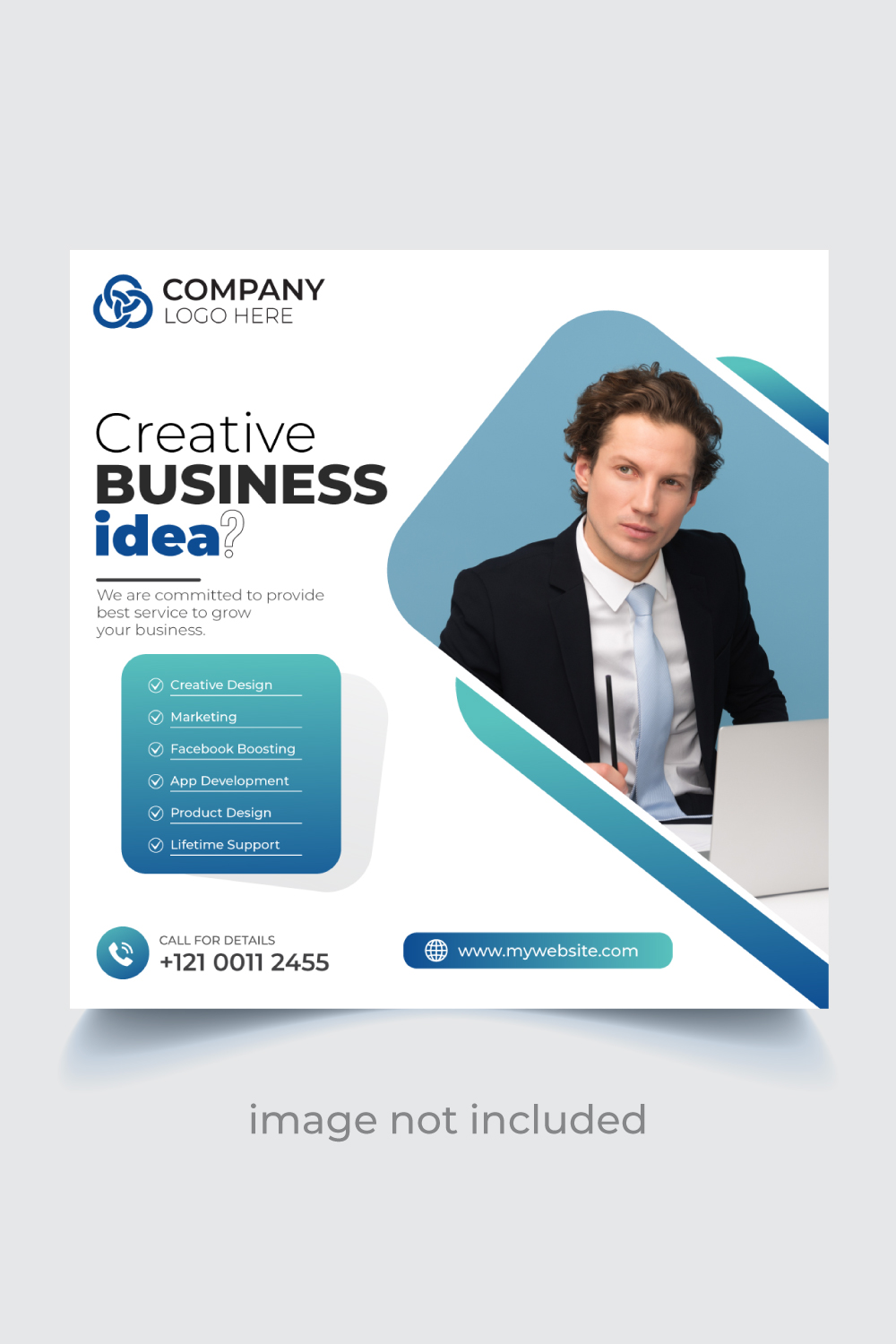 Digital marketing agency and corporate social media post template pinterest preview image.