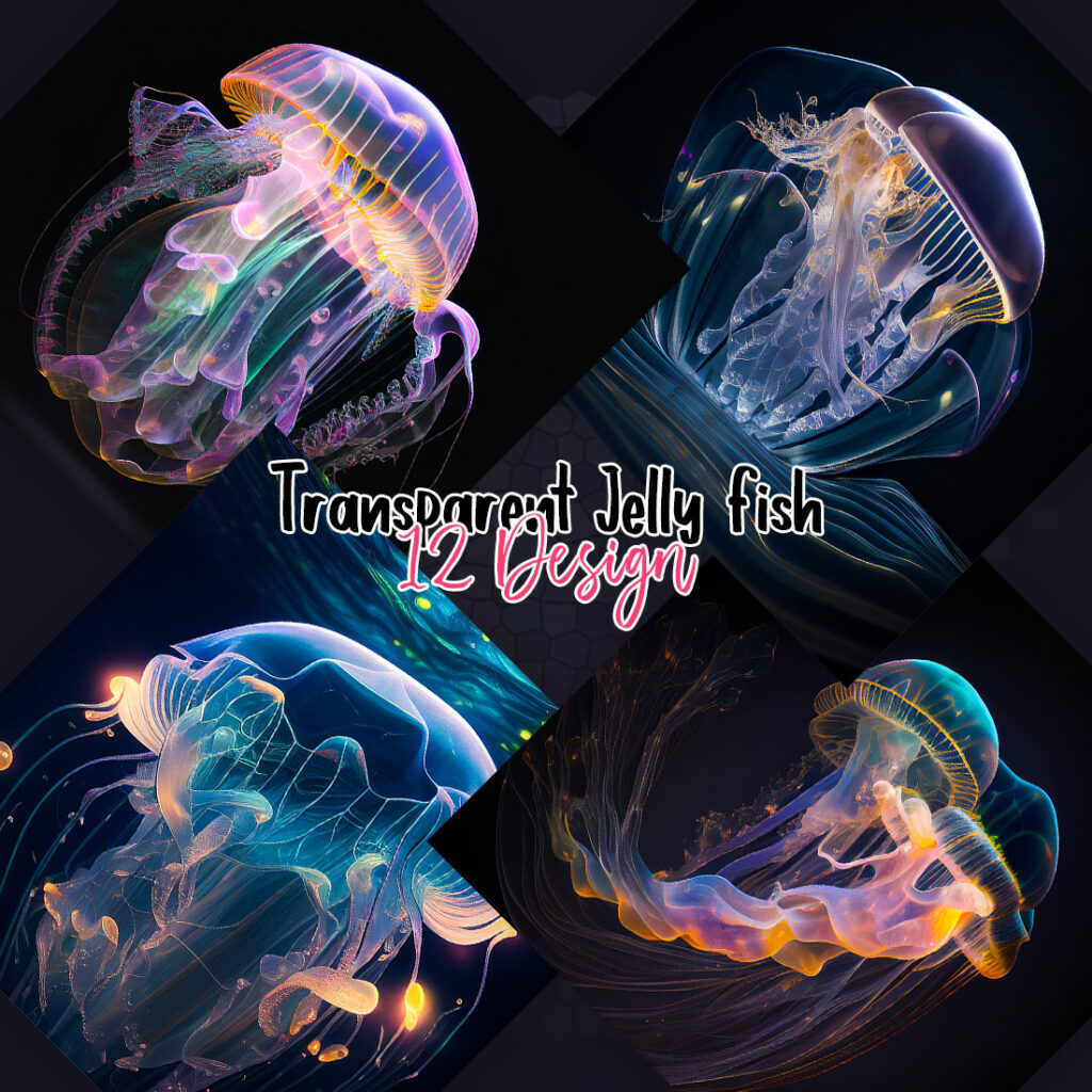 Transparent Jelly Fish Wallpaper Set - MasterBundles