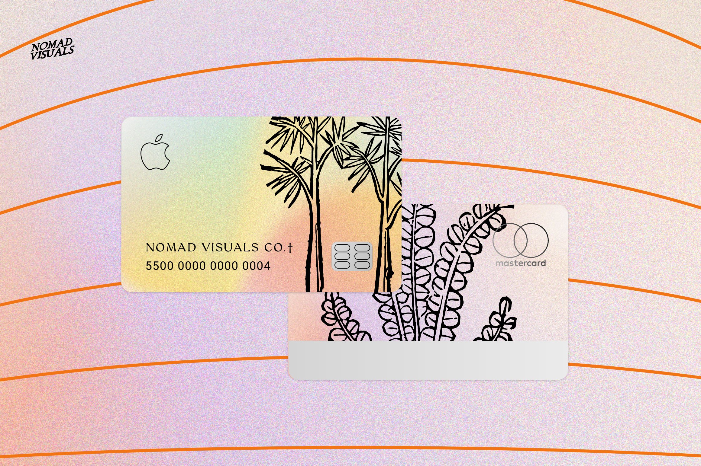Credit card with a picture of palm trees on it.