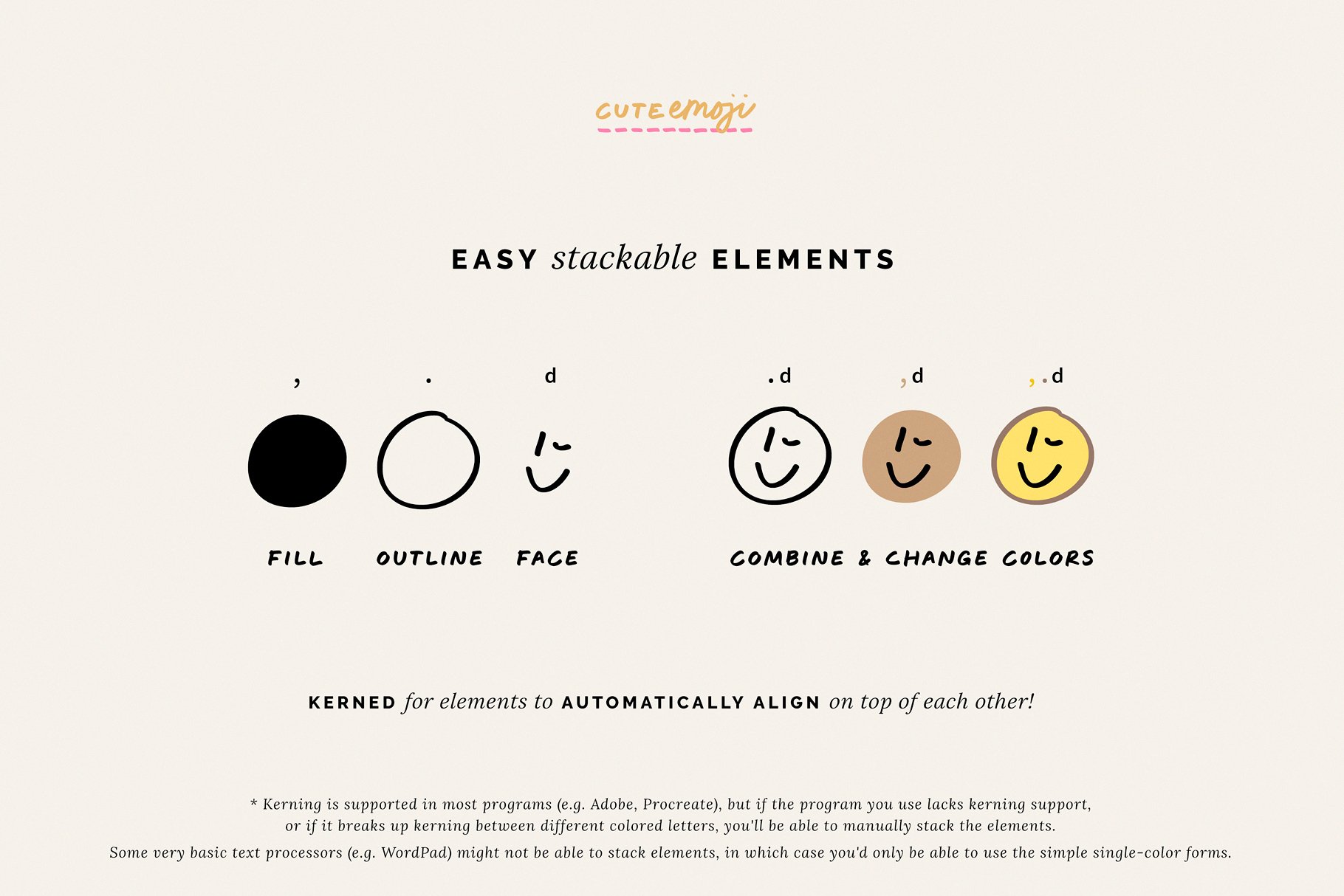 04 cuteemoji hand drawn emoji font handwritten easy elements 499