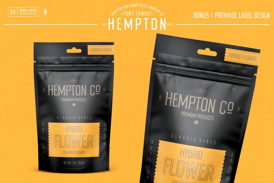 04 hempton font vintage classic retro typeface for hemp flower packaging design 574
