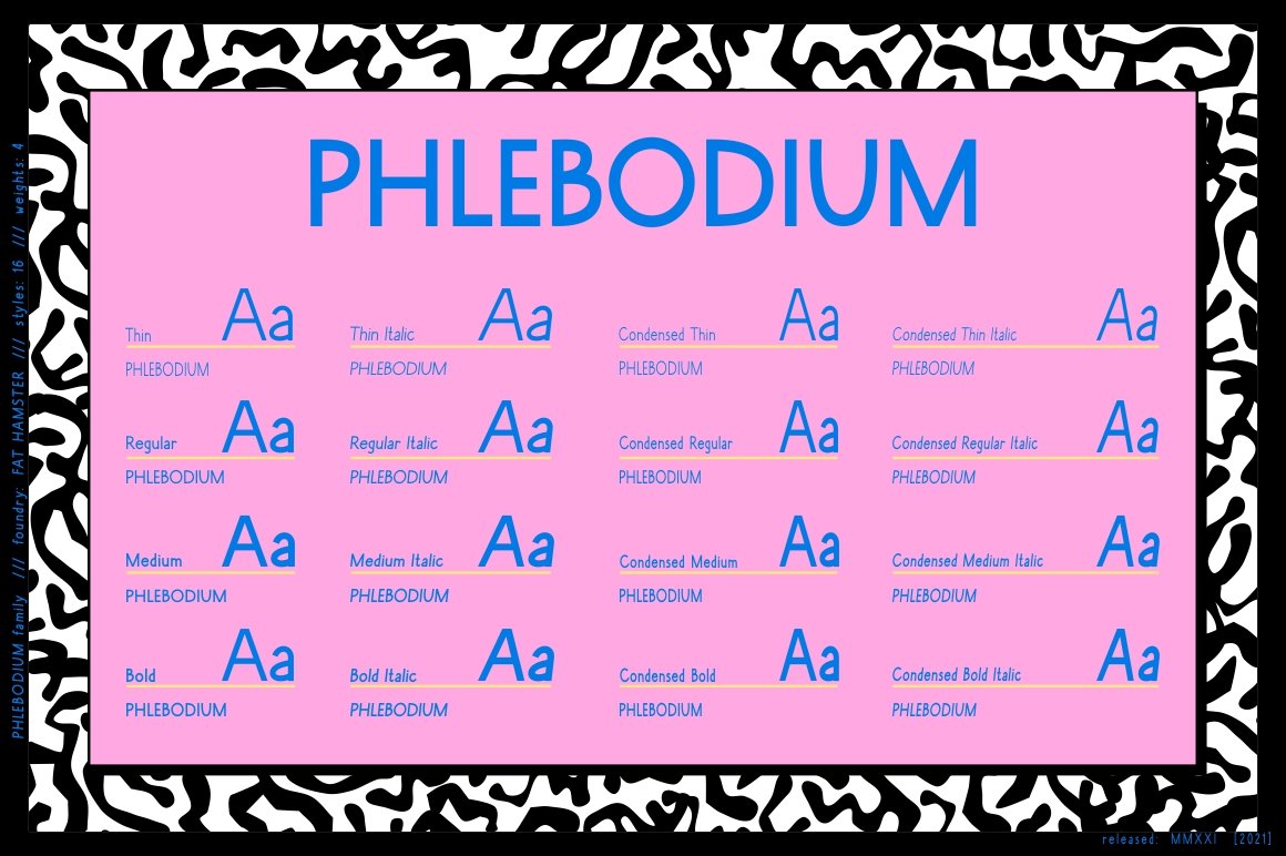 04 phlebodium font trendy modern typeface font family in 80s 90s 1980s 1990s style cool font 465