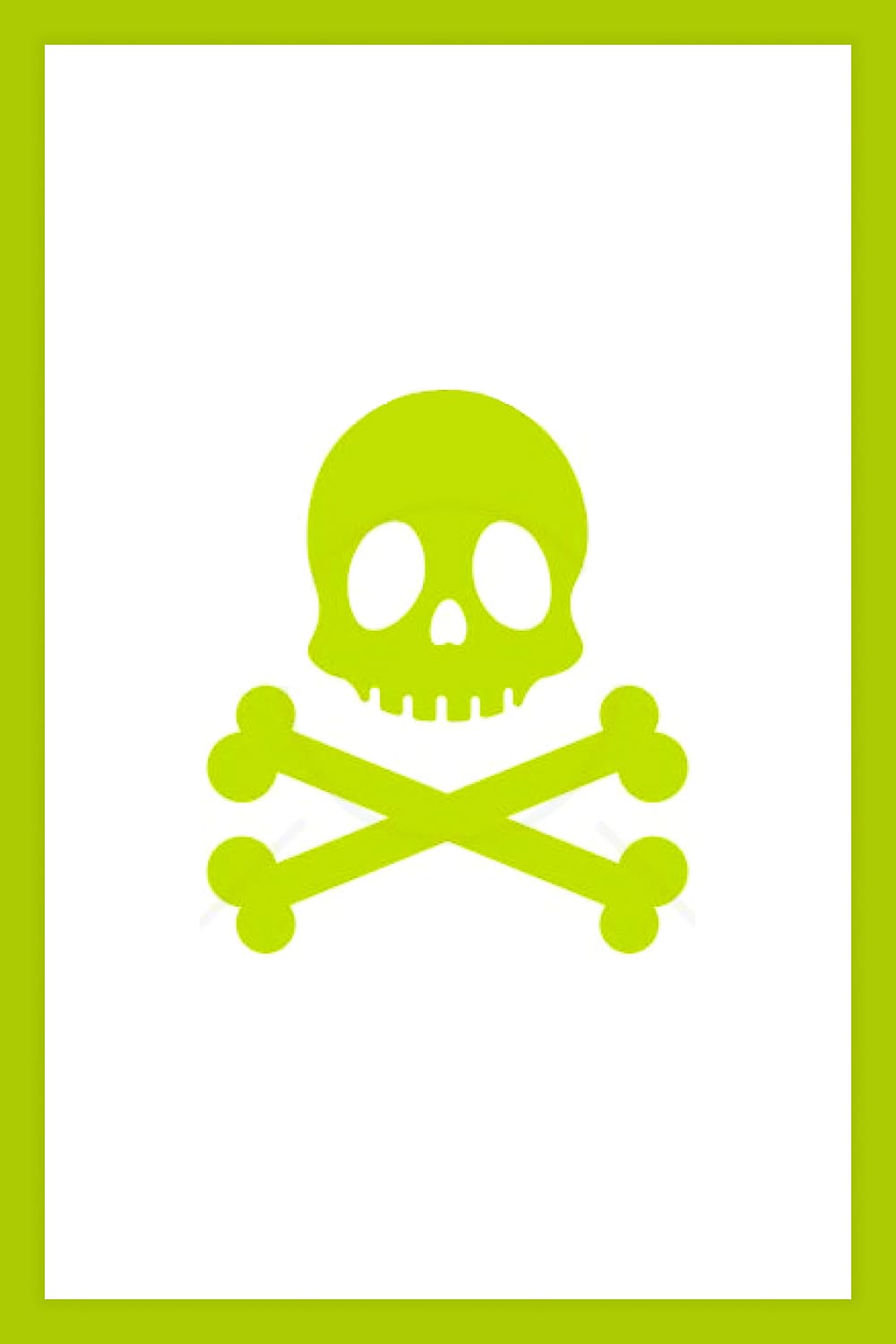 Schematic representation of the skull and crossbones in light green.