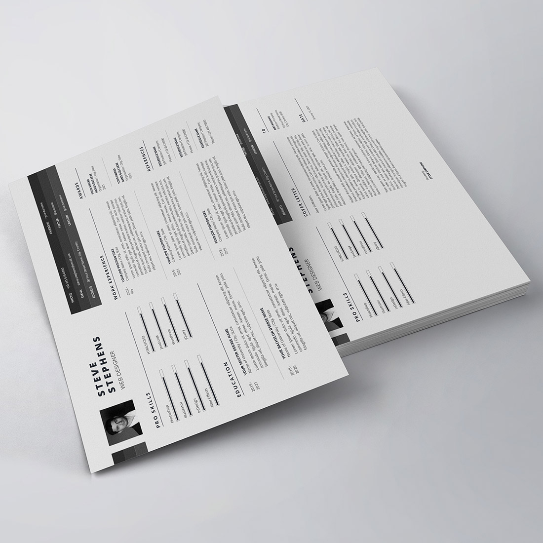 Two pages of a brochure on a table.