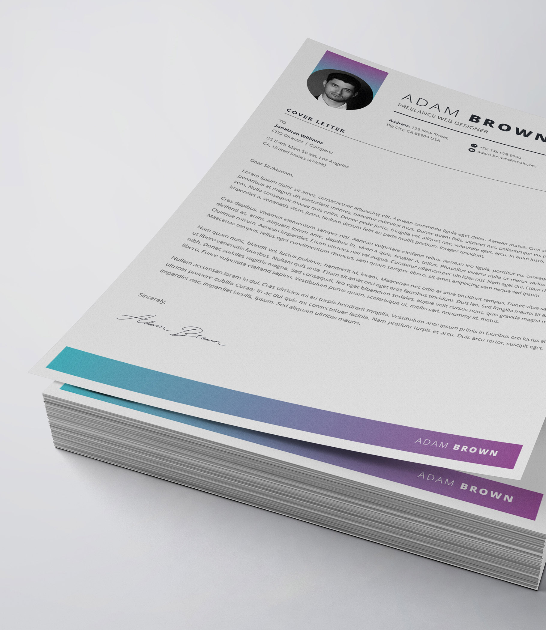 Professional resume template with a cover letter.