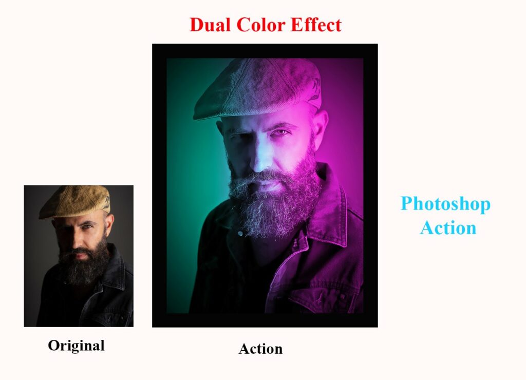 Two Color Effect Dual Color Effect Photoshop Action – MasterBundles