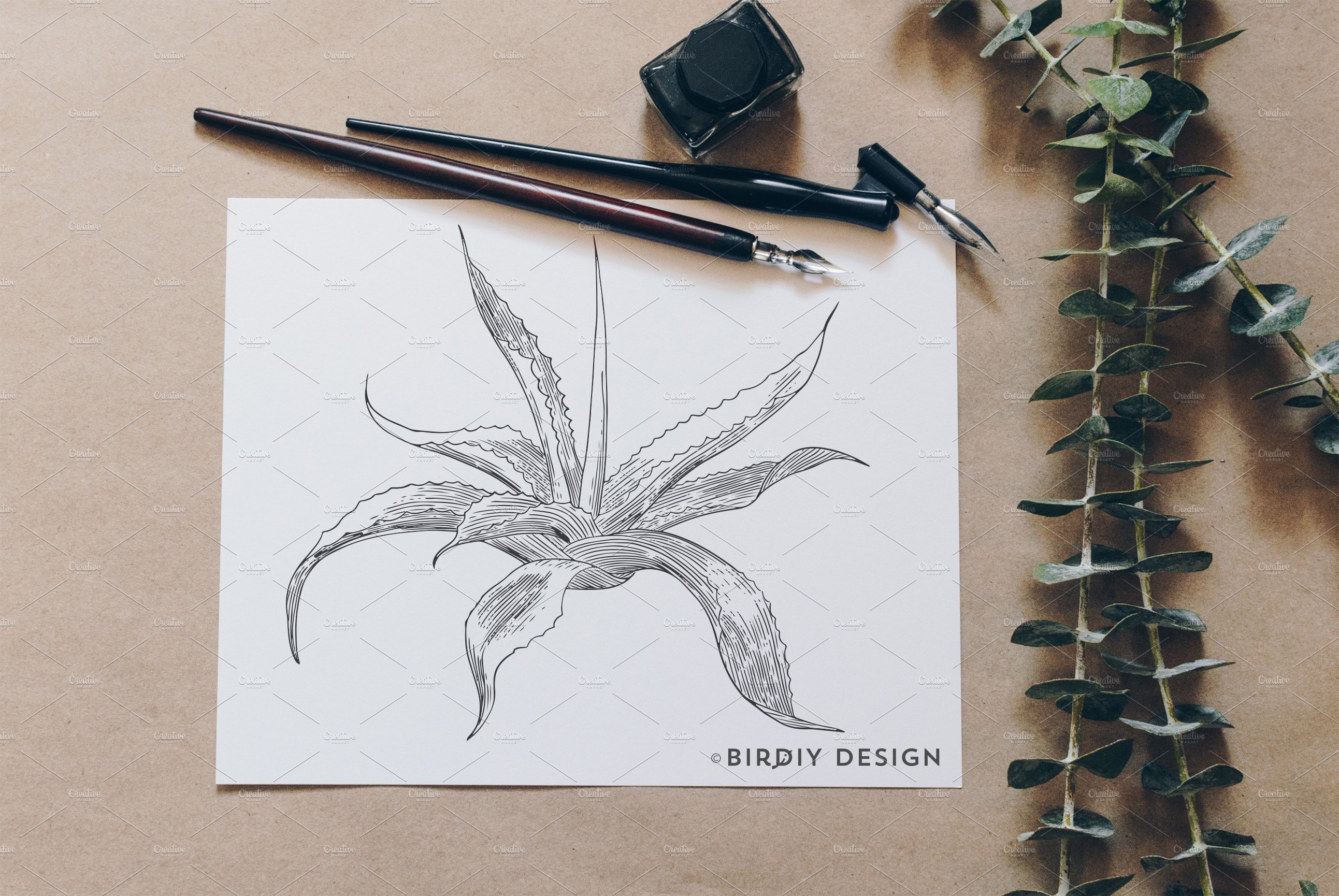 Drawing of a flower on a piece of paper.