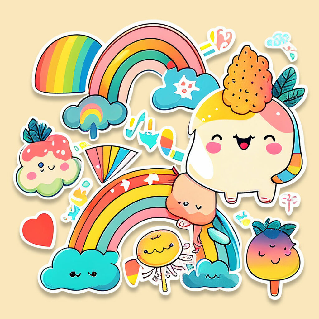 Cute Colorful Ice Cream Stickers Bundle - Masterbundles