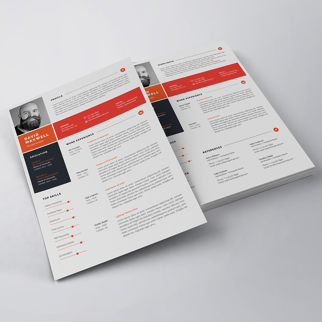 Two pages of a professional resume template.