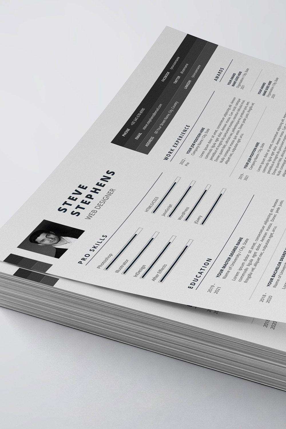 Stack of resumes sitting on top of each other.