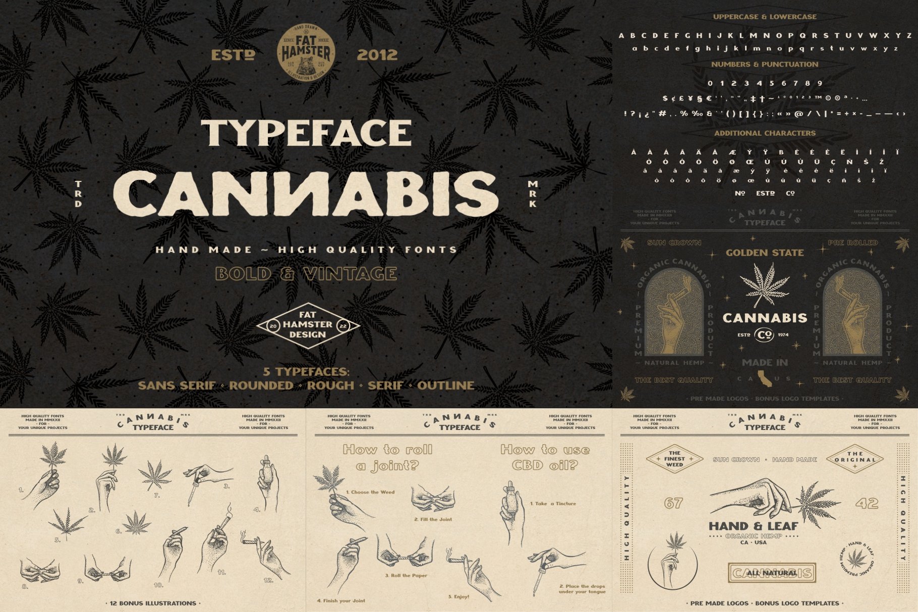 06 font bundle cannabis font discount hemp cbd logo illustration 978