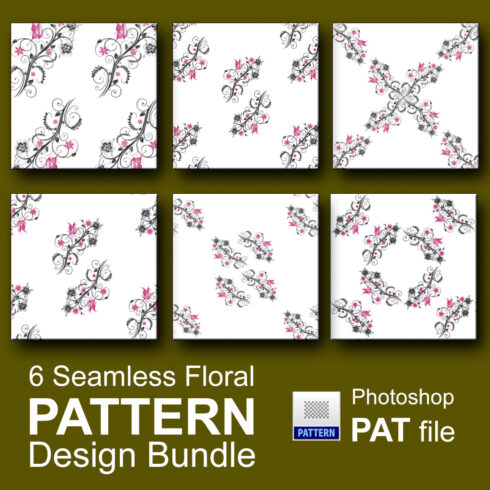 06 Seamless Floral Pattern Design Photoshop pat only $3 cover image.