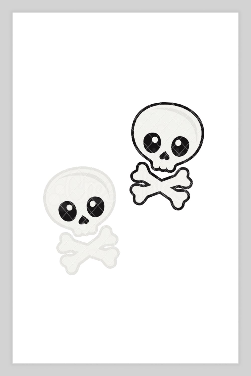 Two cute skulls with crossbones.
