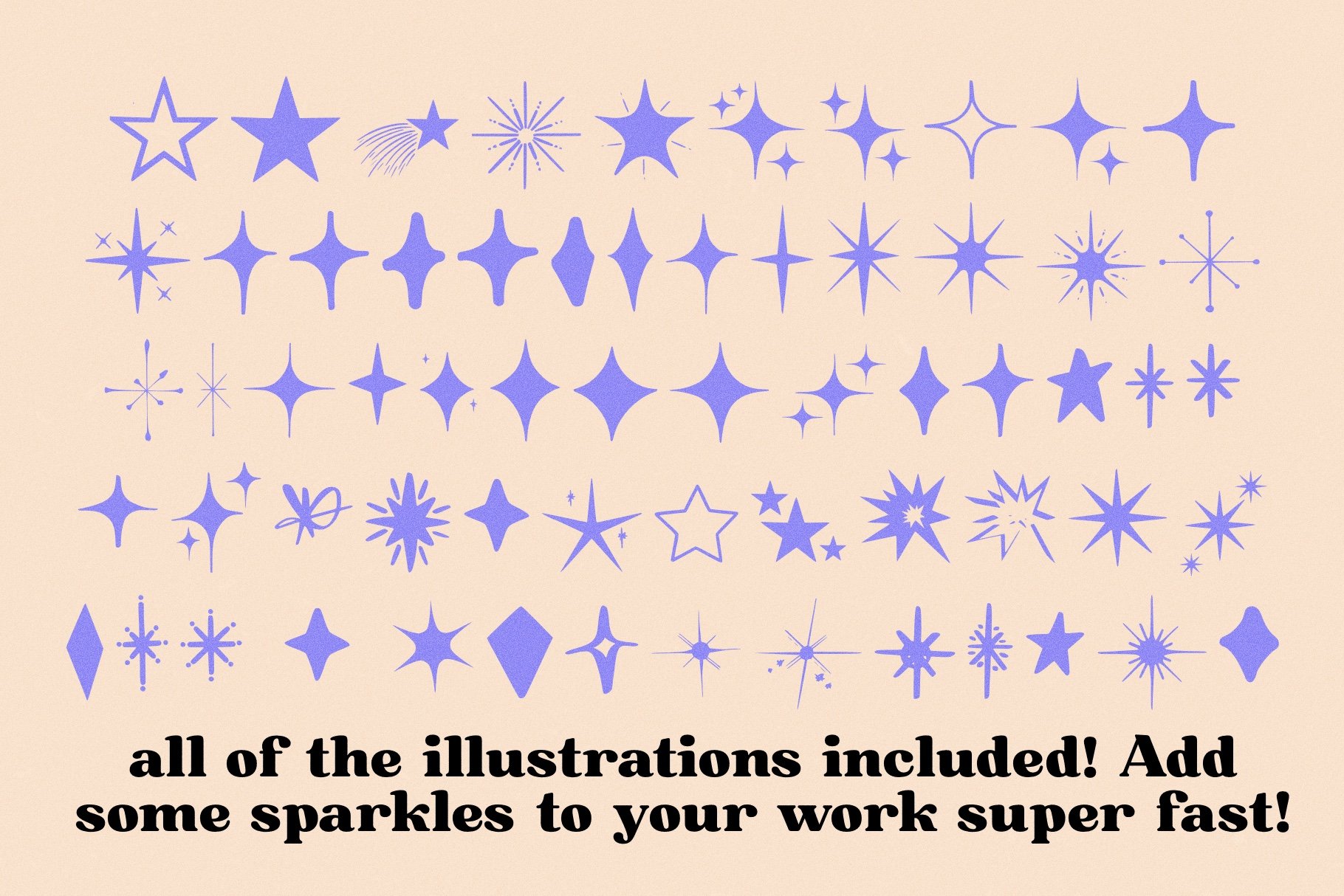 Stars and Sparkles Illustration Font preview image.