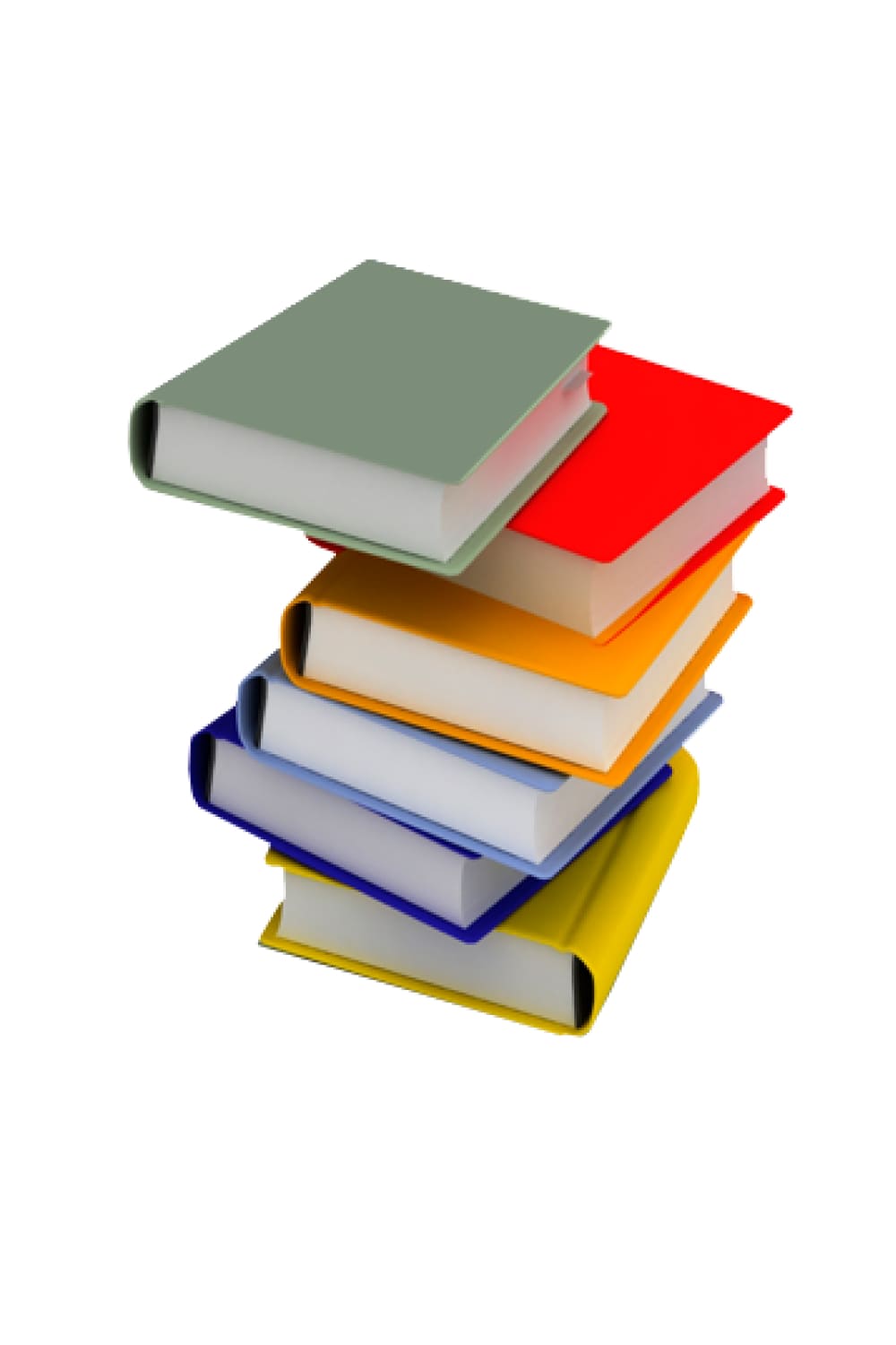 Stack of books with covers in different colors.