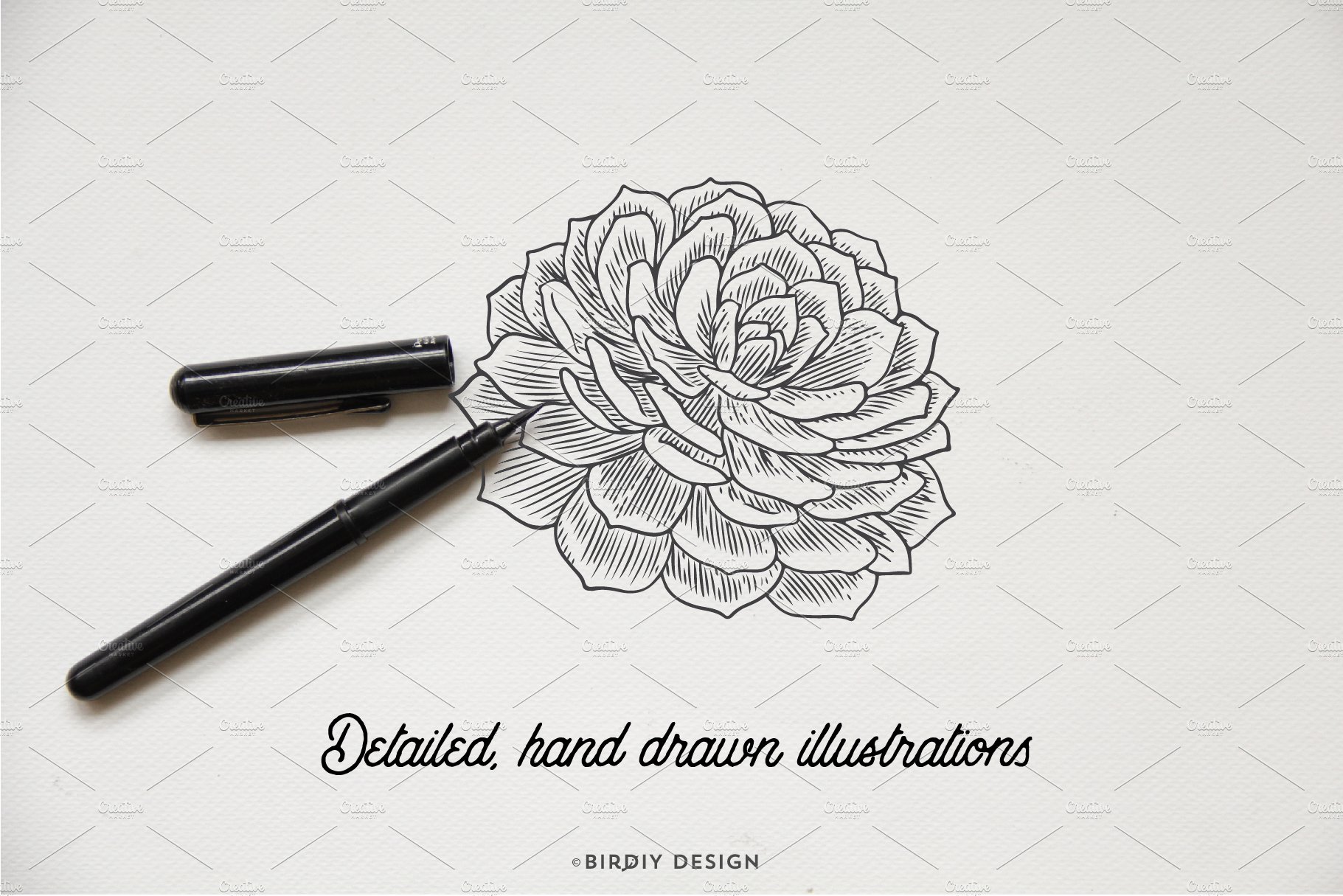 Drawing of a flower with a quote on it.