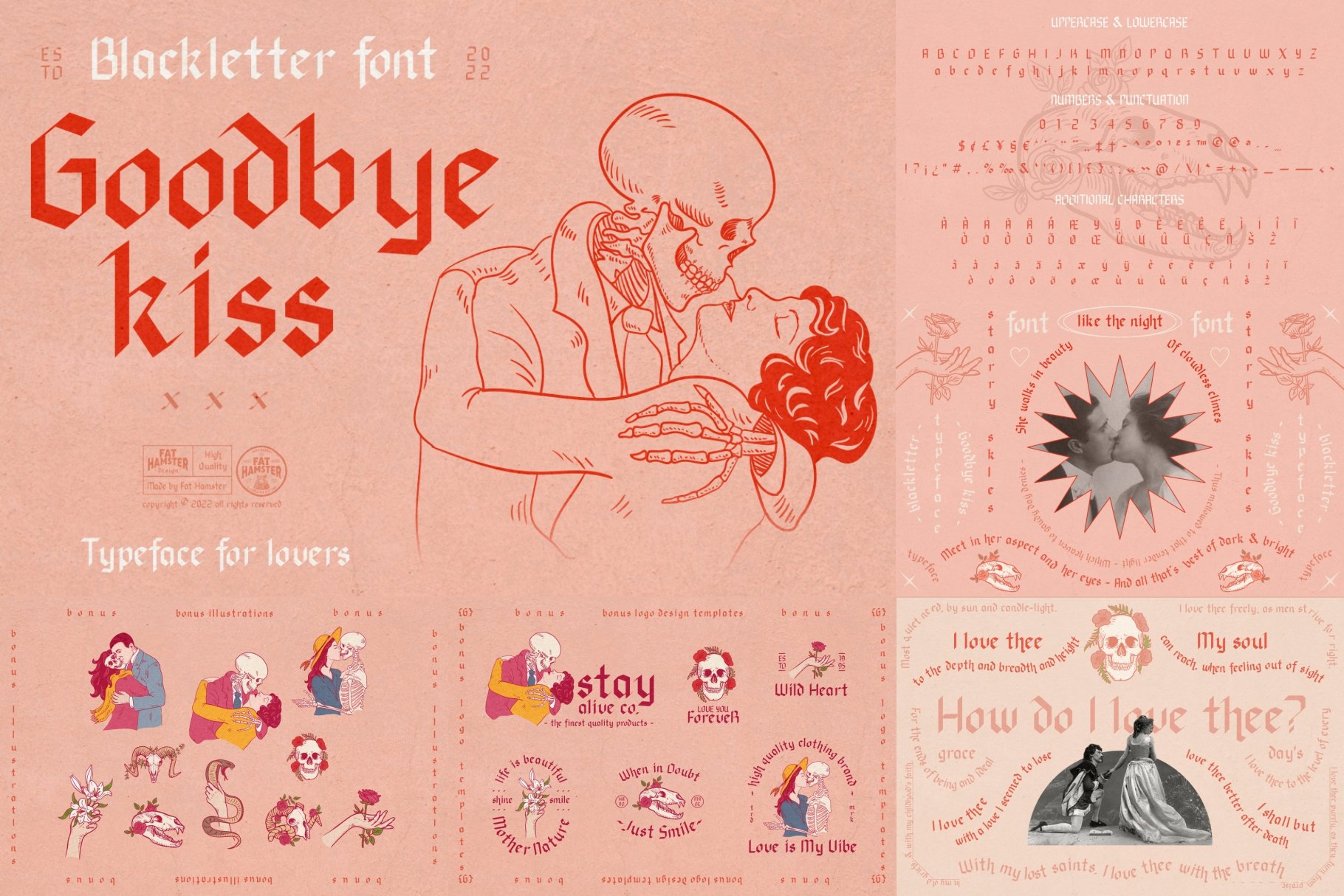 09 font bundle goodbye kiss font discount blackletter love logo illustration 389