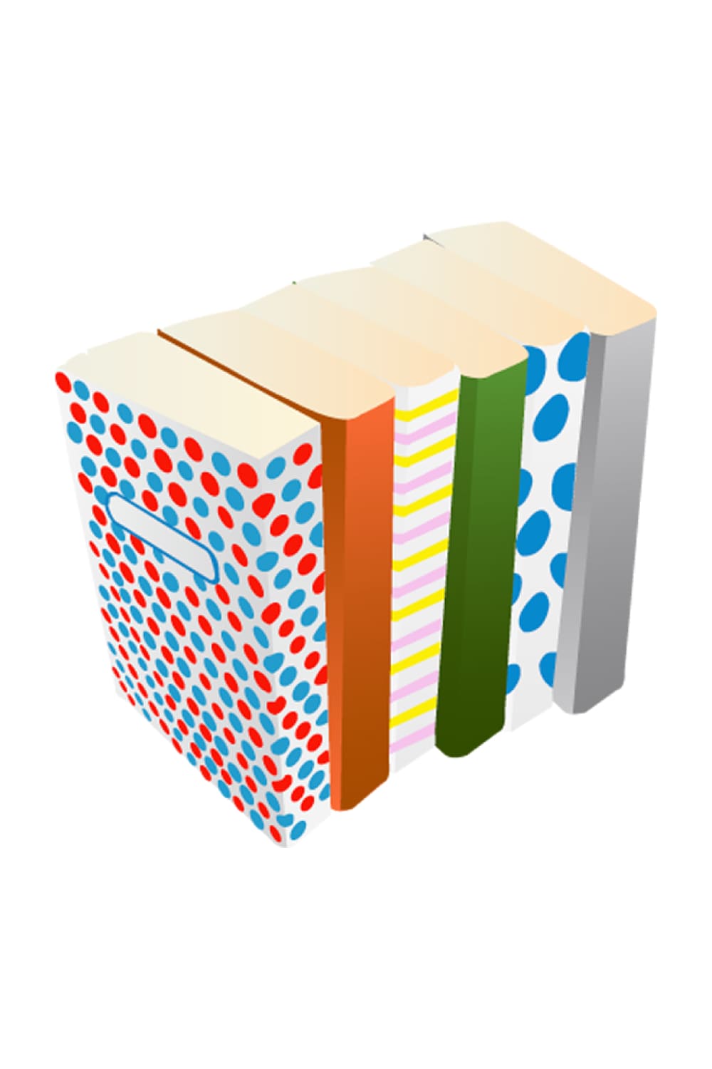 Stack of books with colorful covers.