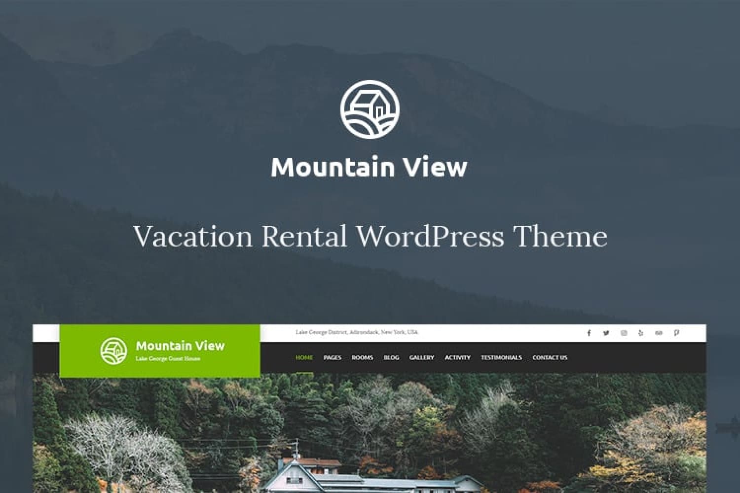 Home page of the hotel website with classic style and green accents.