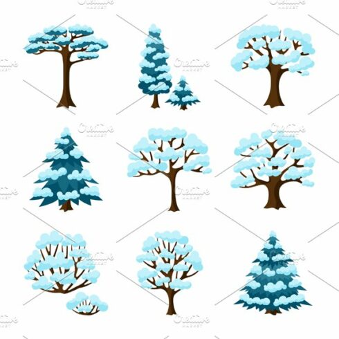 Set of trees with snow on them.