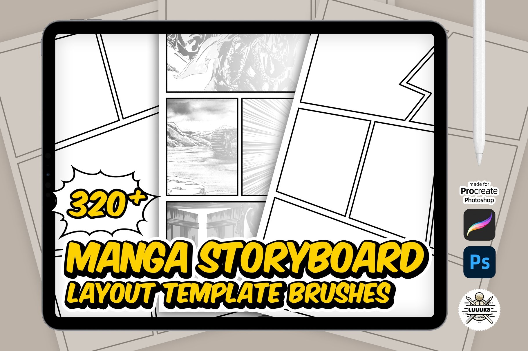 Manga Storyboard Layout Brushsetcover image.