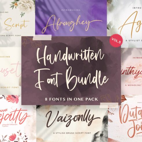 Handwritten Font Bundle Vol 5 cover image.