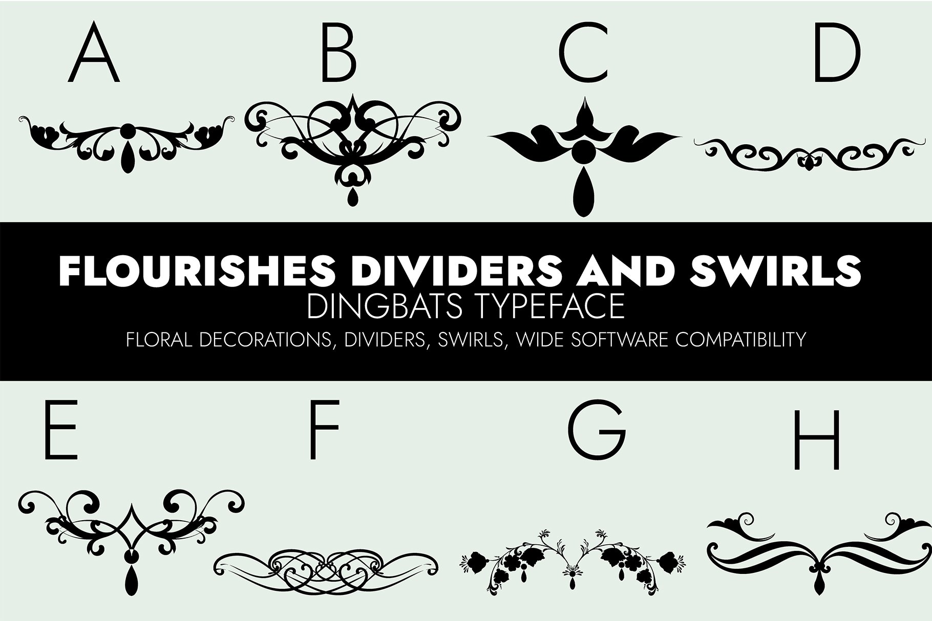 Flourishes Dividers &Swirls Dingbats cover image.
