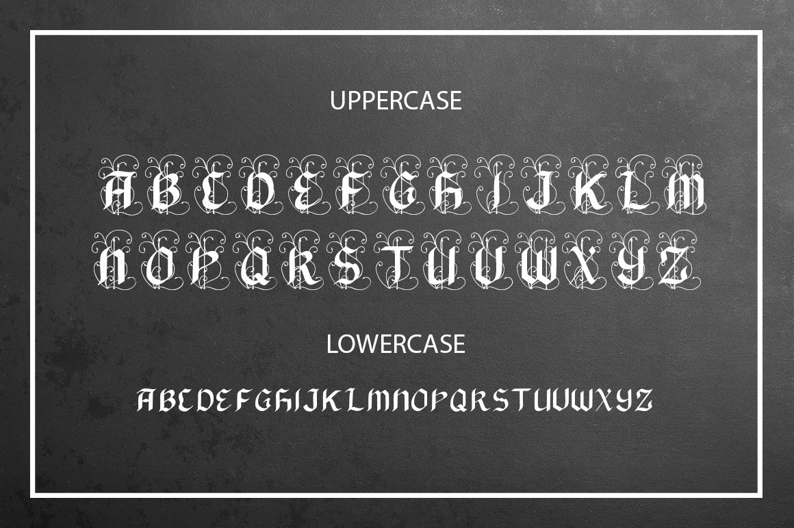 Black Arrow blackletter font preview image.