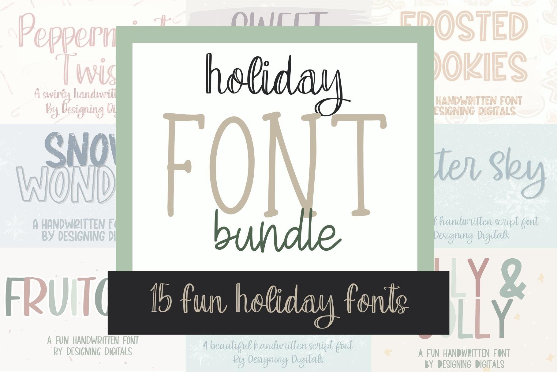 Holiday Handwritten Font Bundle cover image.