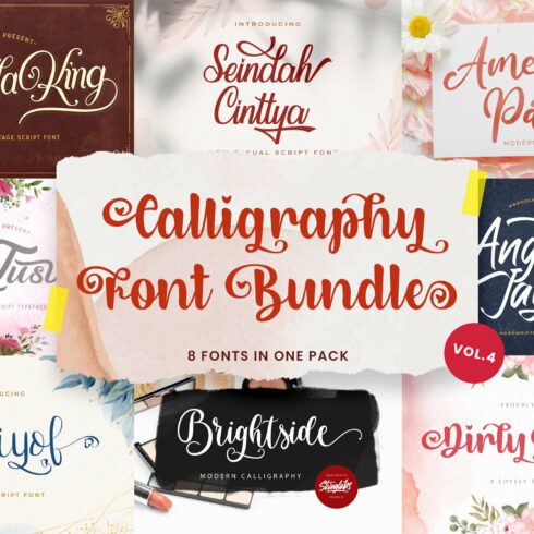 Calligraphy Font Bundle Vol 4 cover image.