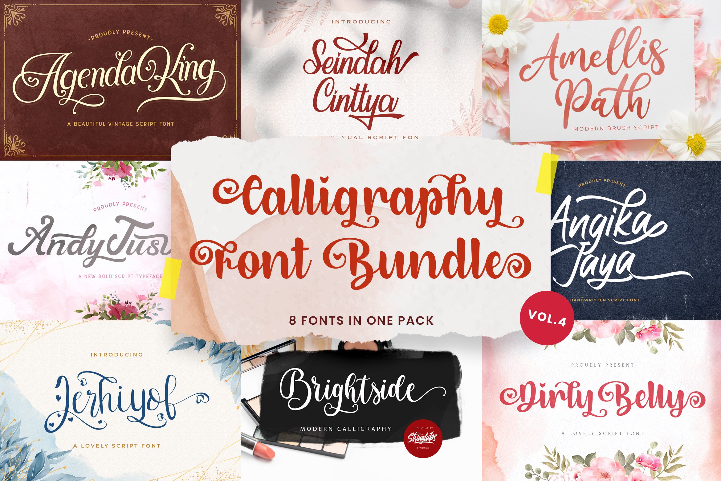 Calligraphy Font Bundle Vol 4 cover image.