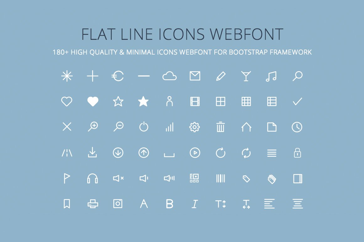 Flat Line Icons Webfont [Bootstrap] cover image.